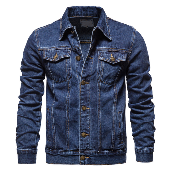 Men’s Denim Jacket Dark Blue Slim Fit Jean Jacket